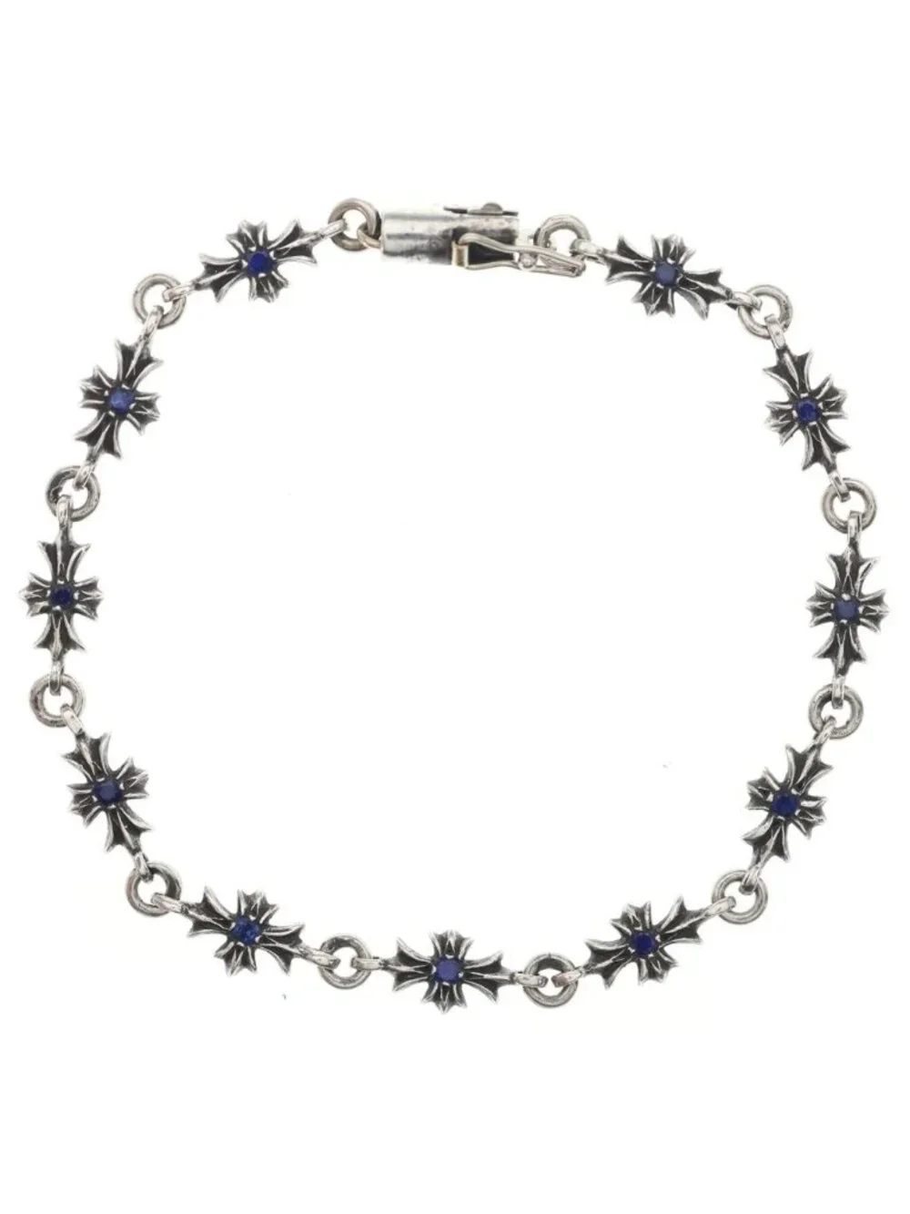 Chrome Hearts Tny CH Pls P Sap Tiny CH Plus Pave Blue Sapphire Silver